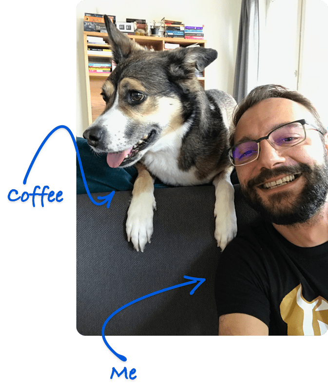 alexandru-sinov-and-coffee-the-dog-min alexandru sinov and coffee the dog